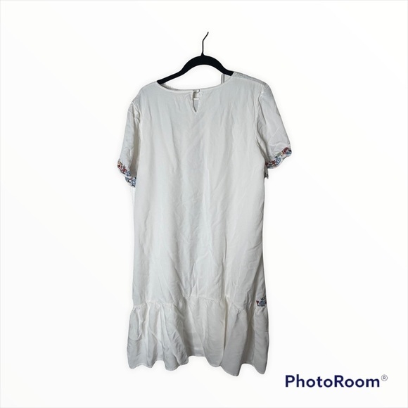 ORANGE CREEK LA White Floral Embroidered Short Sleeve Midi Dress Size Large - Picture 12 of 12
